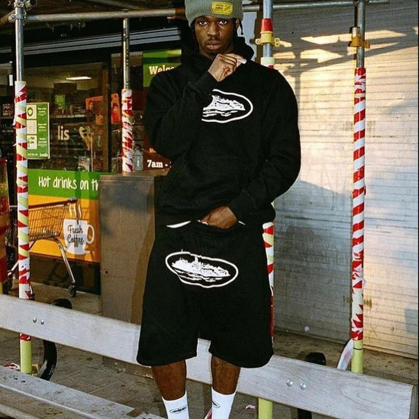 Sweat à capuche Corteiz Alcatraz - (NOIR)