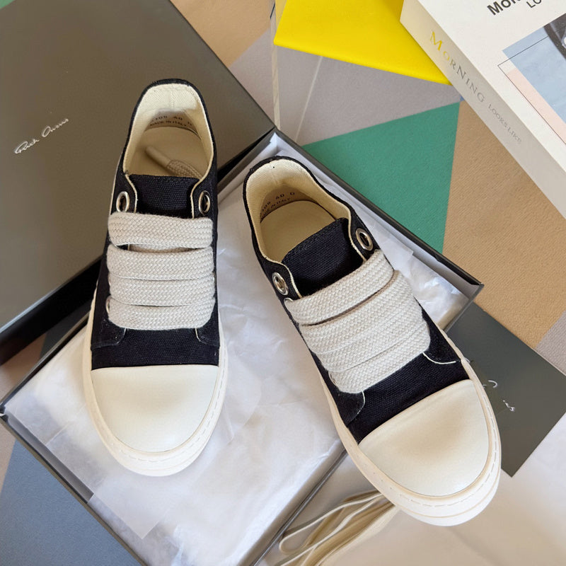 Baskets basses en toile noire Rick Owens
