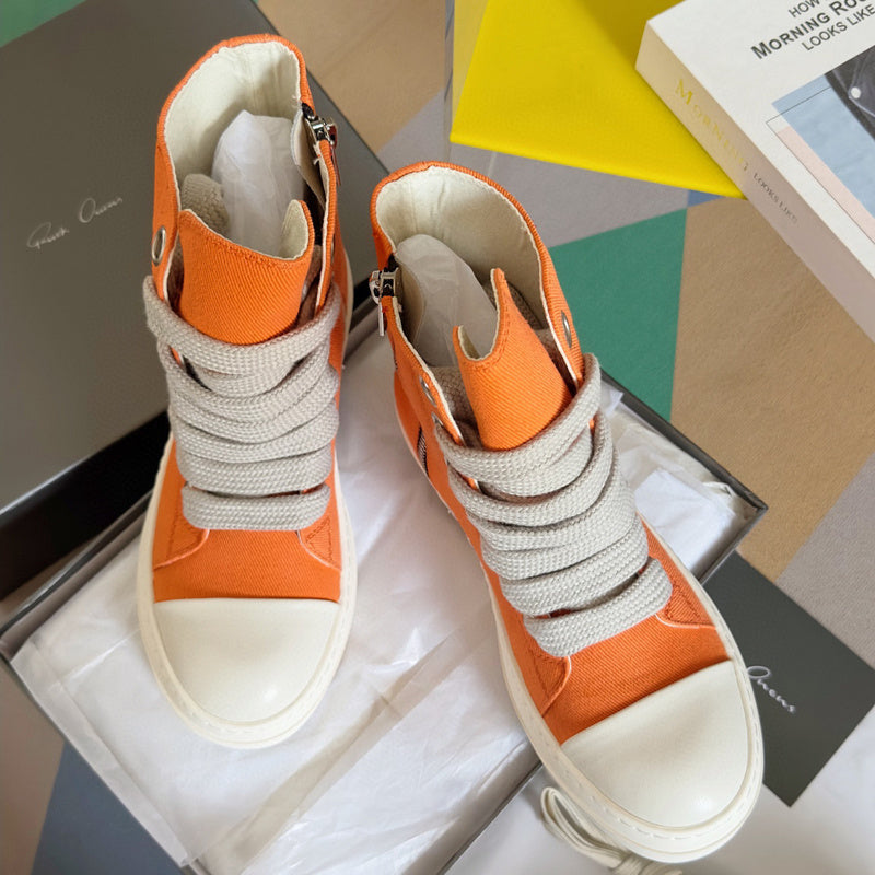 Baskets montantes orange Rick Owens