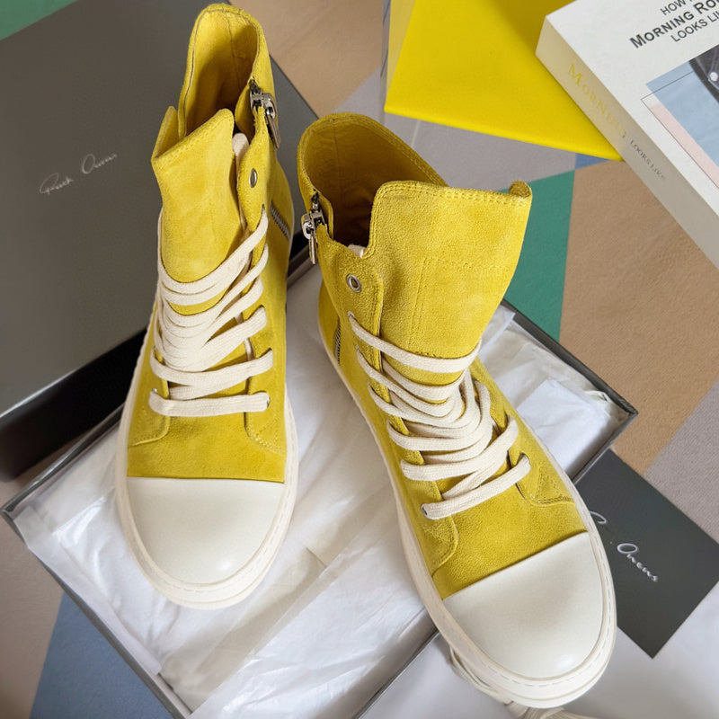 Baskets montantes jaunes Rick Owens