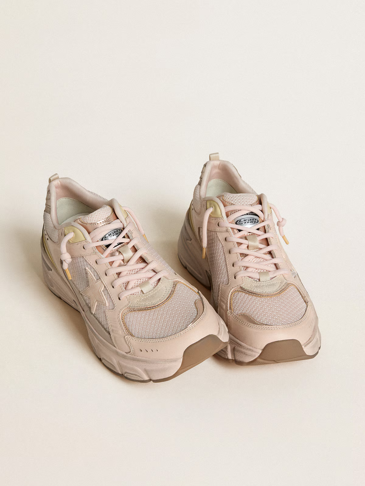 Semelle de course Golden Goose – Maille rose poudré