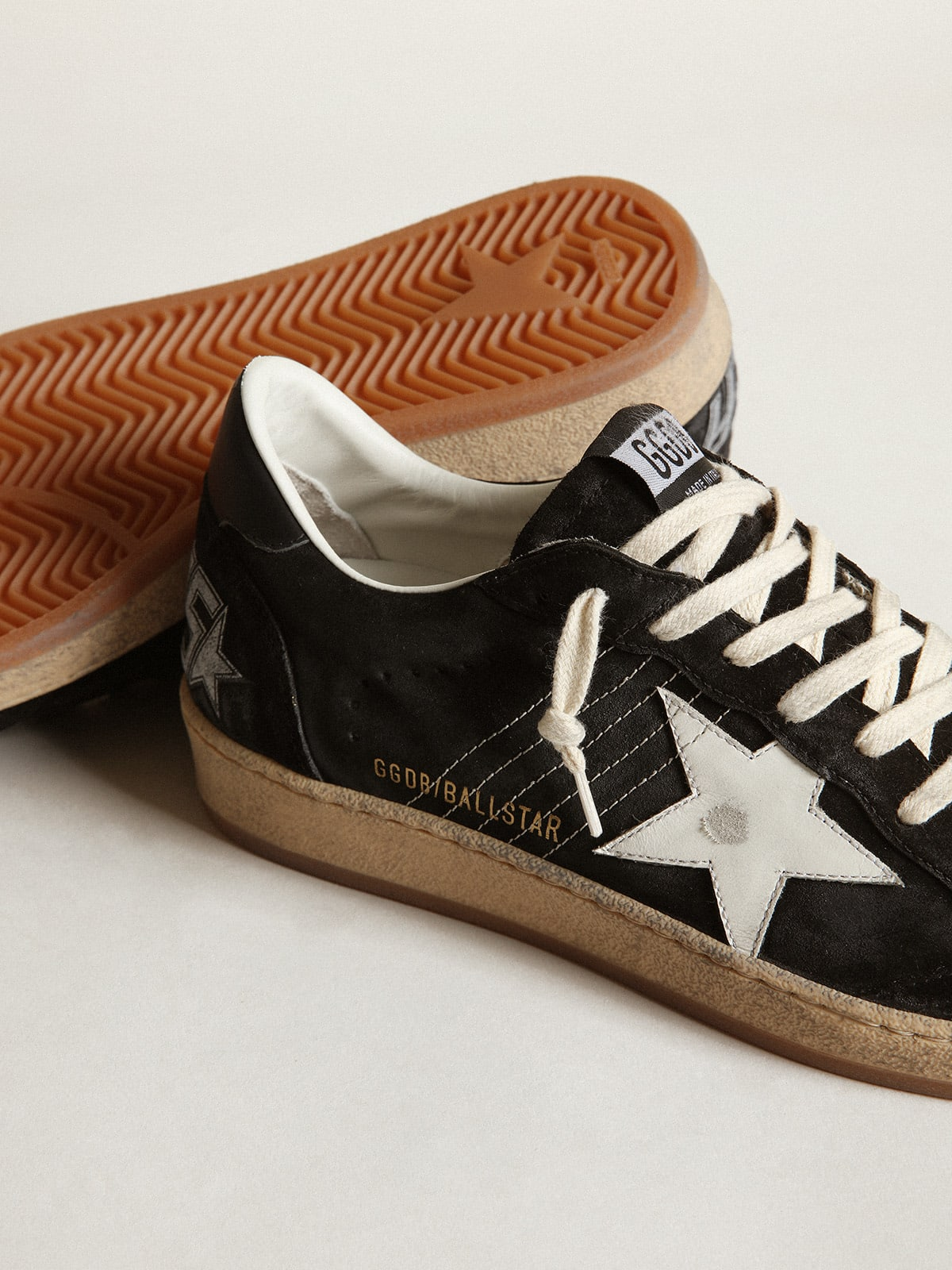 Sneaker Ball Star En Nappa Bianca Con Stella E Talloncino En Glitter Argento