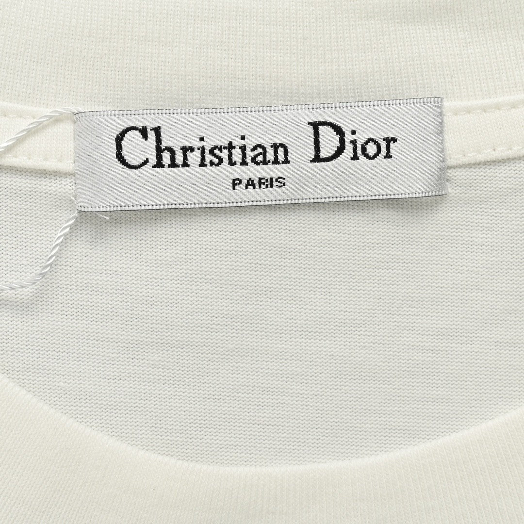 T-shirt blanc oversize gris à logo Dior