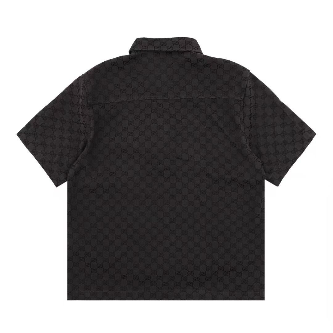 Chemise Gucci GG Monogram noire à manches courtes