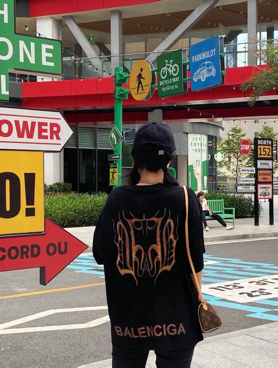 T-shirt Balenciaga à double logo B noir