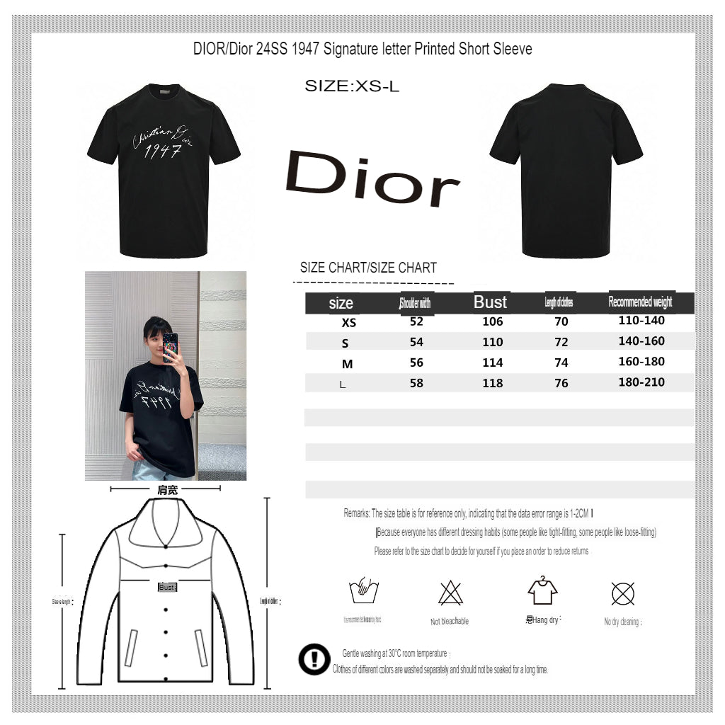 T-shirt noir Dior 1947 Signature
