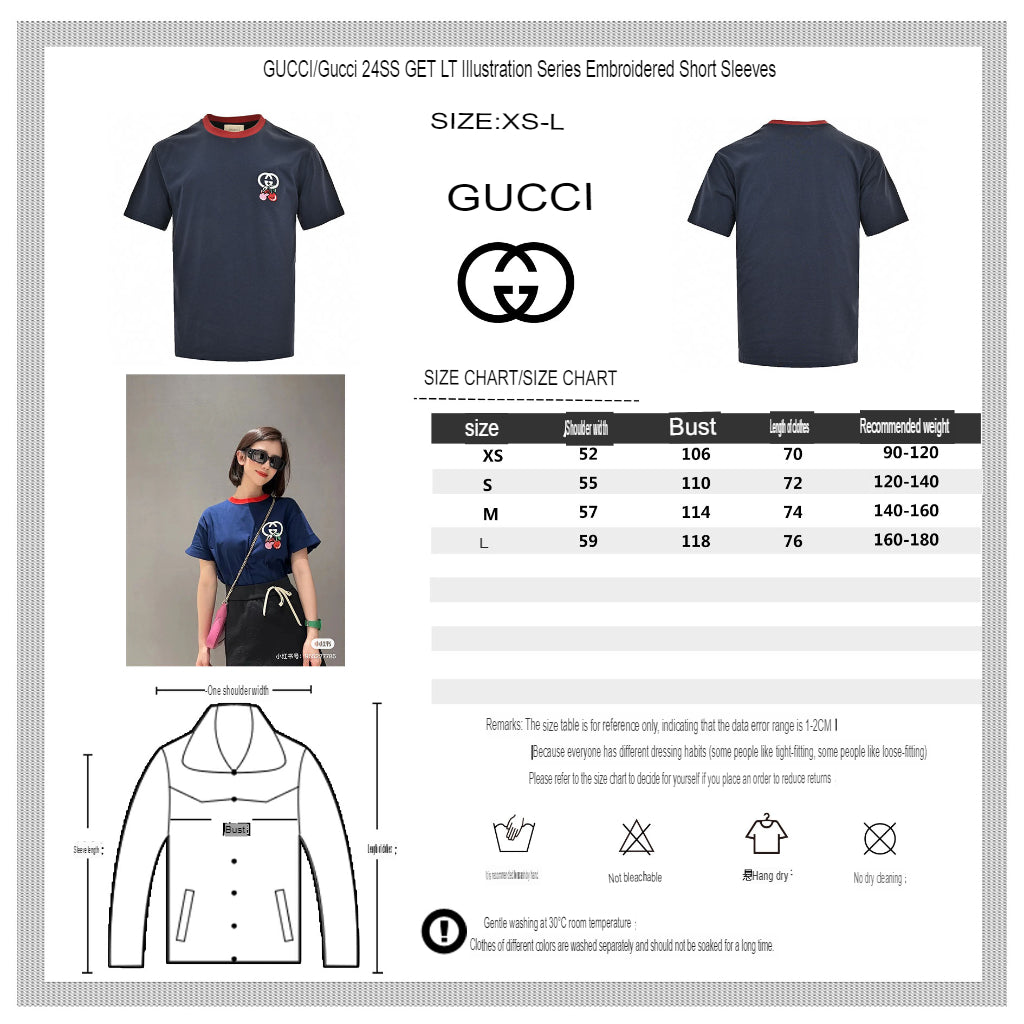 T-shirt Gucci à logo cerise bleu marine