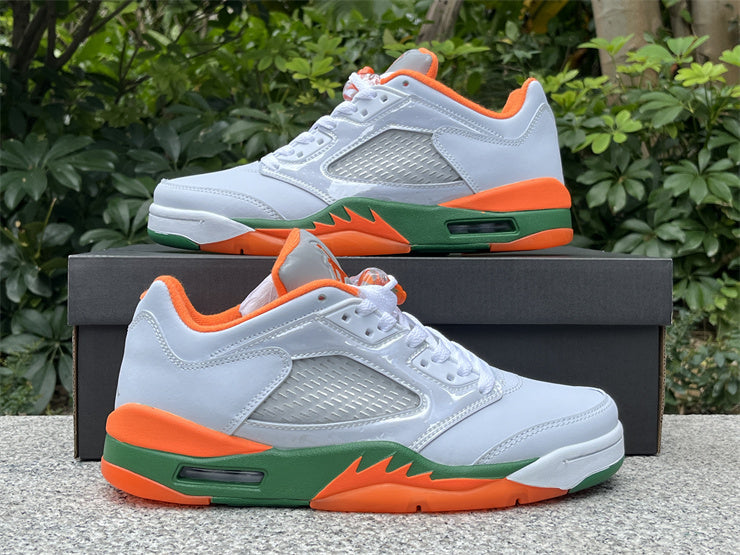 JORDAN 5 Low Blanc/Orange/Vert