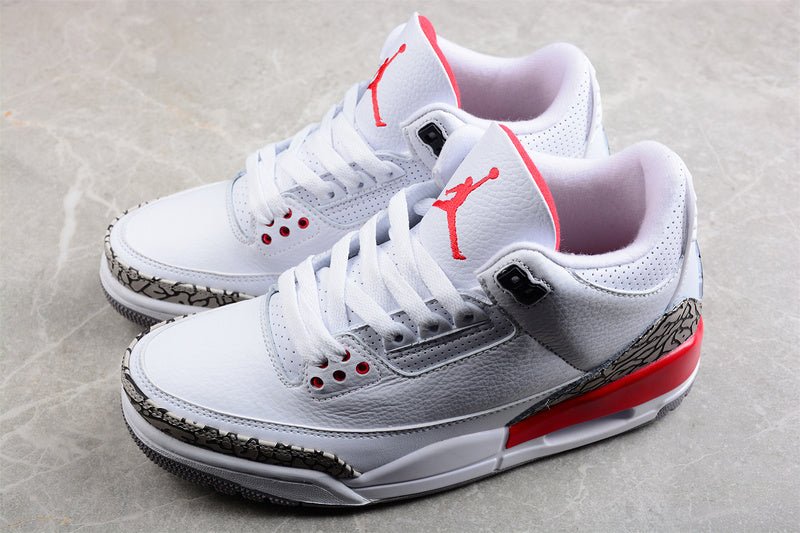 AIR JORDAN 3 RETRO HALL OF FAME BLANC/GRIS CIMENT-NOIR-ROUGE FEU
