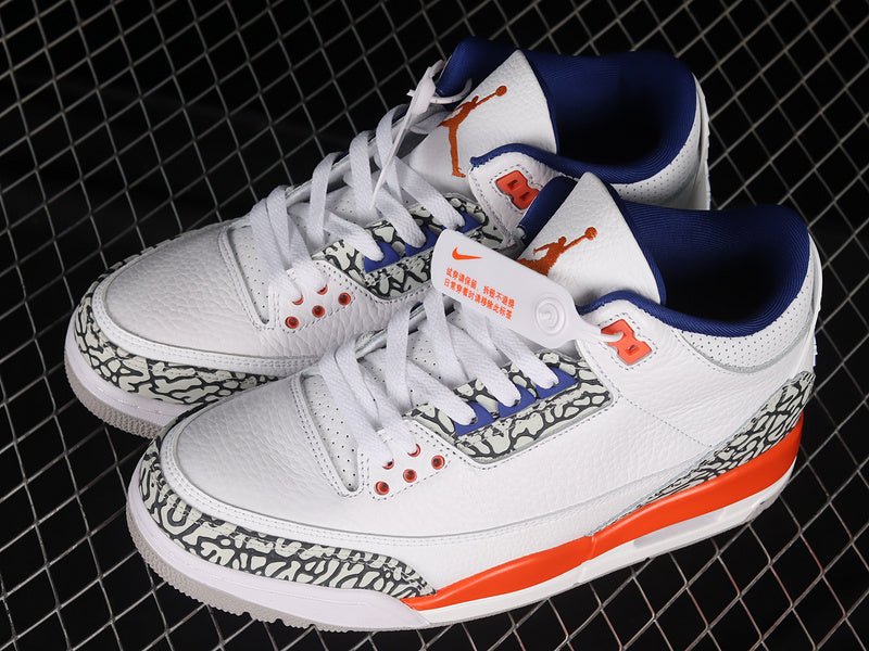 AIR JORDAN 3 RETRO KNICKS BLANC/OLD ROYAL-UNIVERSITY ORANGE-TECH GREY