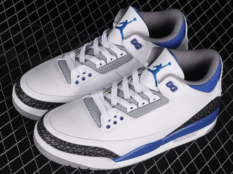 AIR JORDAN 3 RETRO BLANC/NOIR/GRIS CIMENT/BLEU RACER