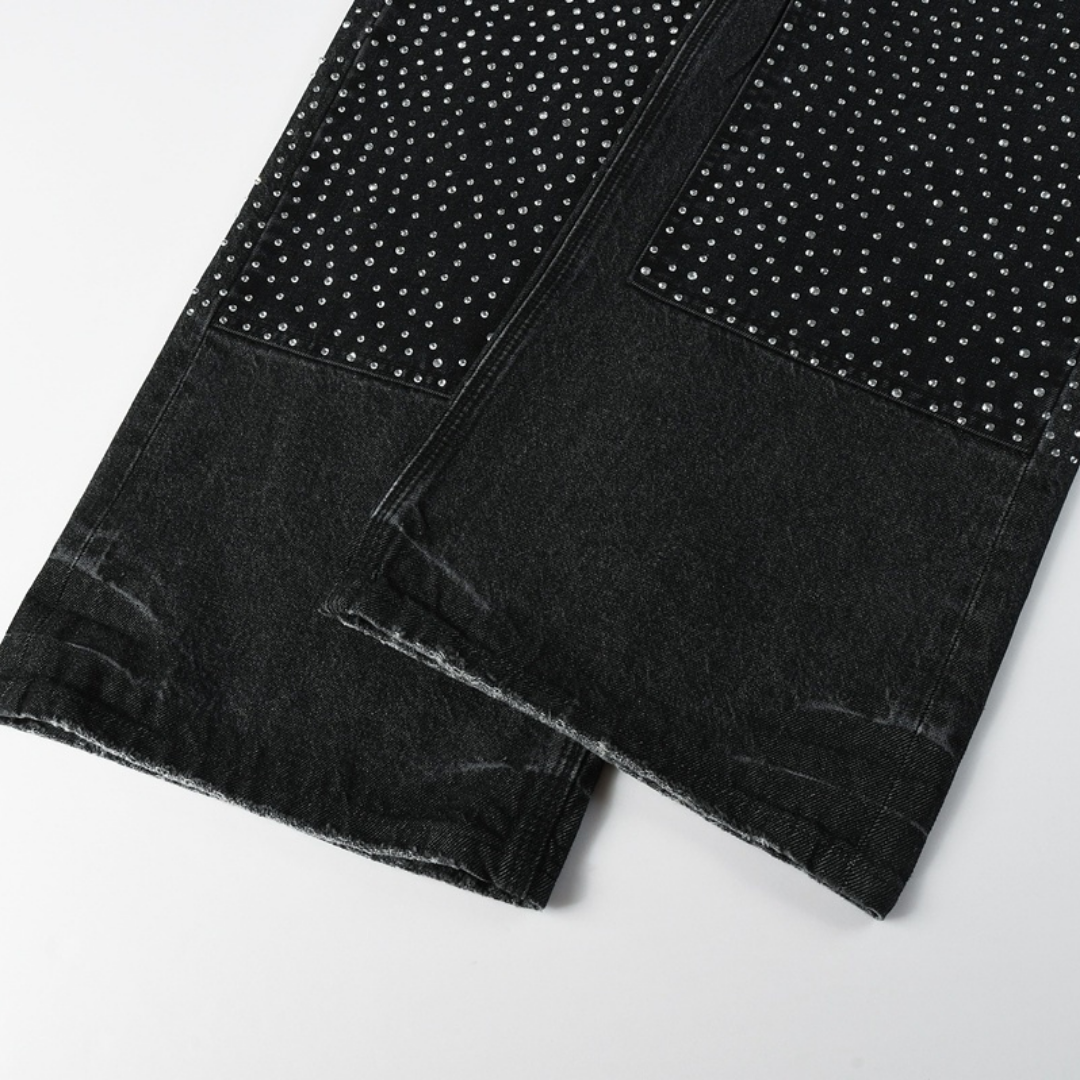 Jeans violets et noirs à losanges