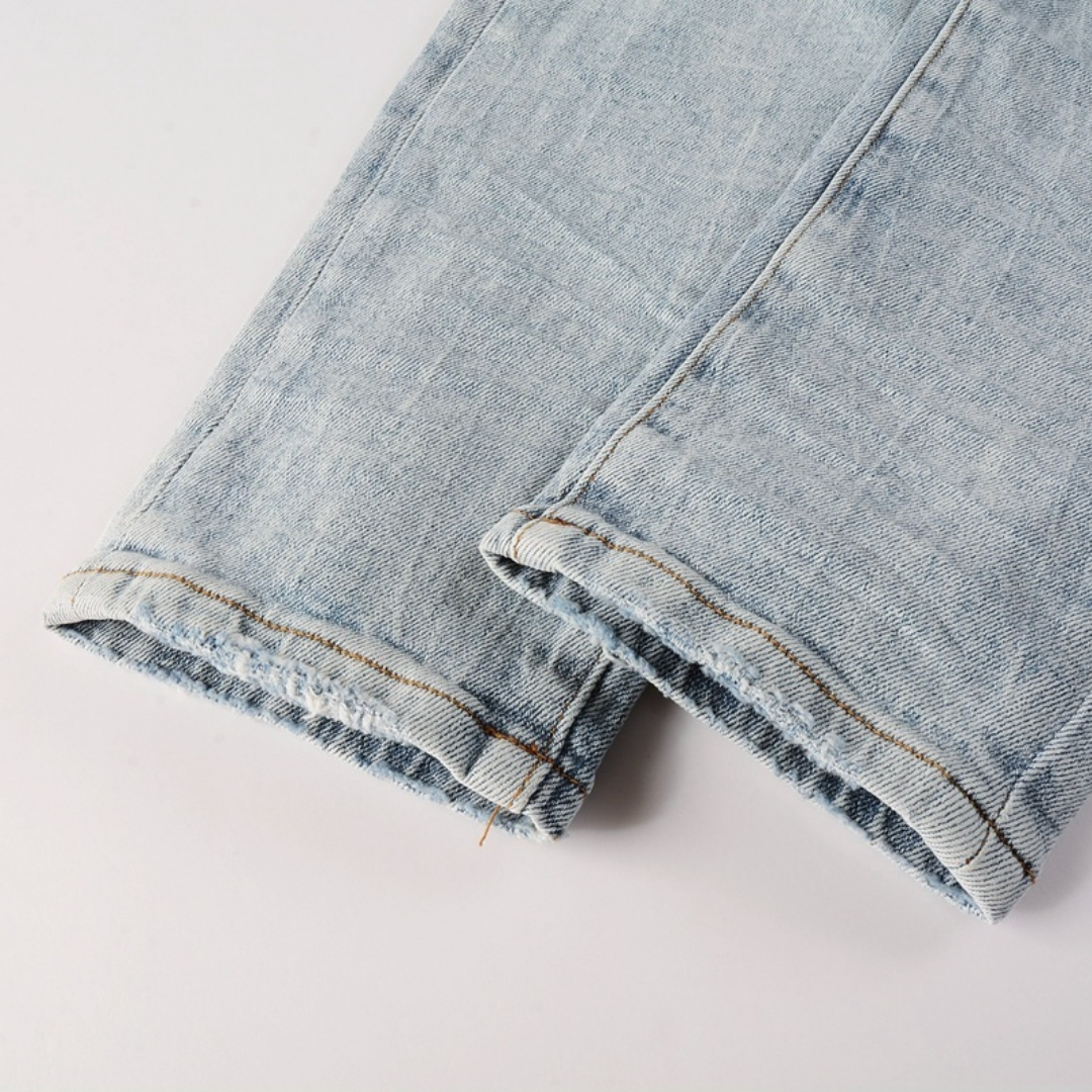 Jean violet triple déchiré