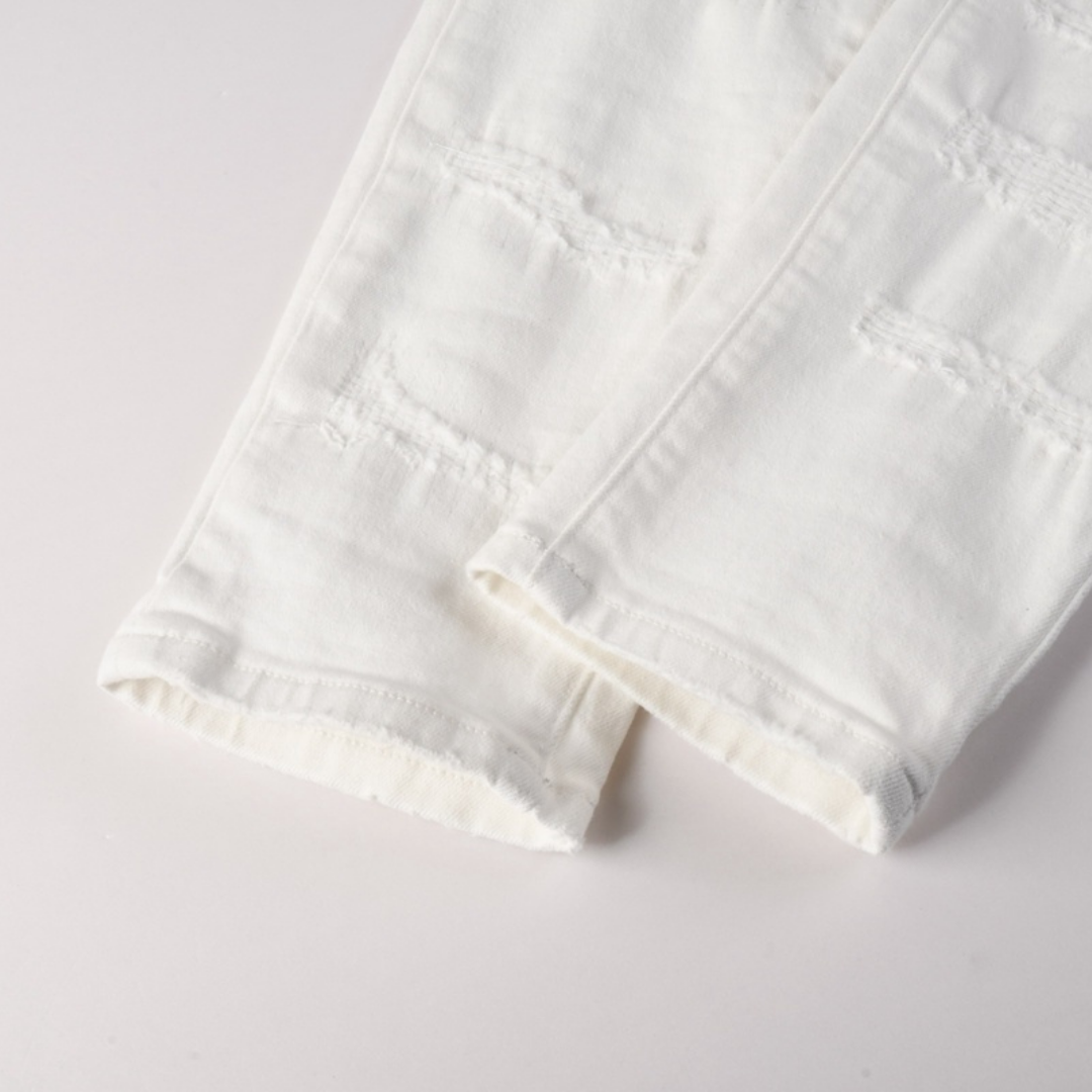 Jean déchiré violet et blanc