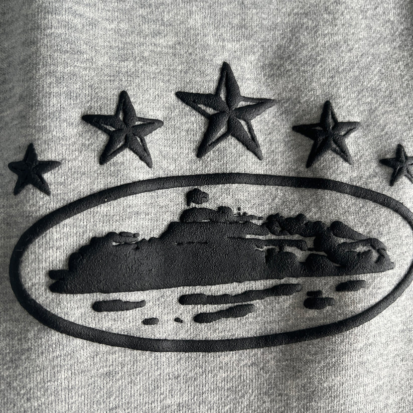 Sweat à capuche Corteiz 5 Starz Alcatraz - (GRIS)