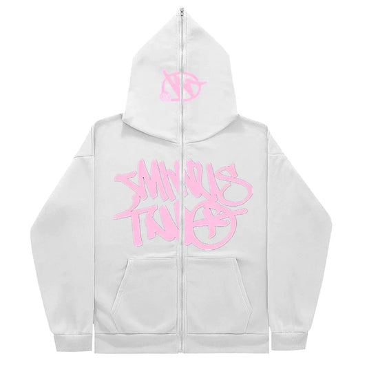 Sweat à capuche zippé Minus Two - Blanc Rose