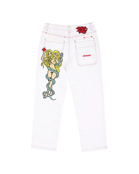 Moins deux jumeaux jeans blancs