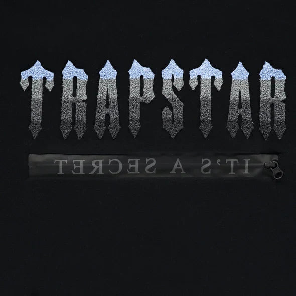 Survêtement à capuche Trapstar Chenille Decoded 2.0 - Noir / Bleu glacier
