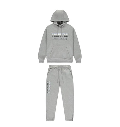 Survêtement à capuche Trapstar Chenille Decoded 2.0 - Gris / Bleu glacier