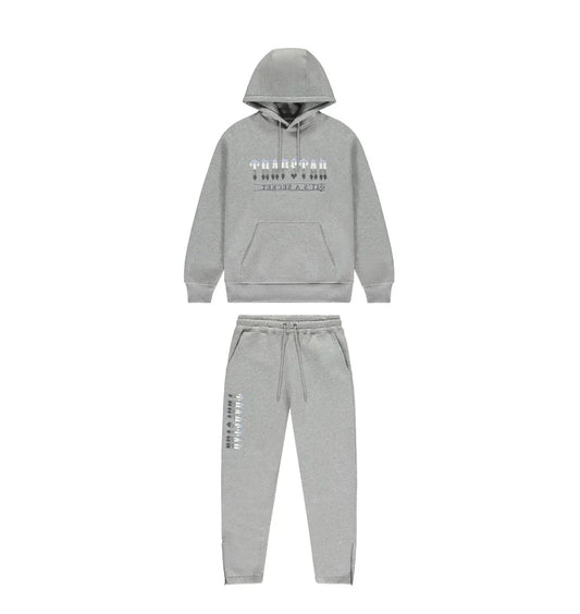 Survêtement à capuche Trapstar Chenille Decoded 2.0 - Gris / Bleu glacier