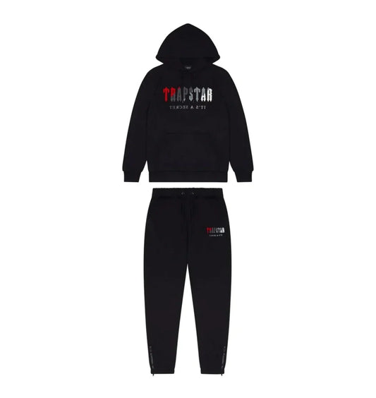 Survêtement à capuche Trapstar Chenille Decoded - Noir/Rouge