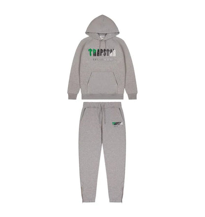 Survêtement à capuche Trapstar Chenille Decoded - Gris/Vert Abeille