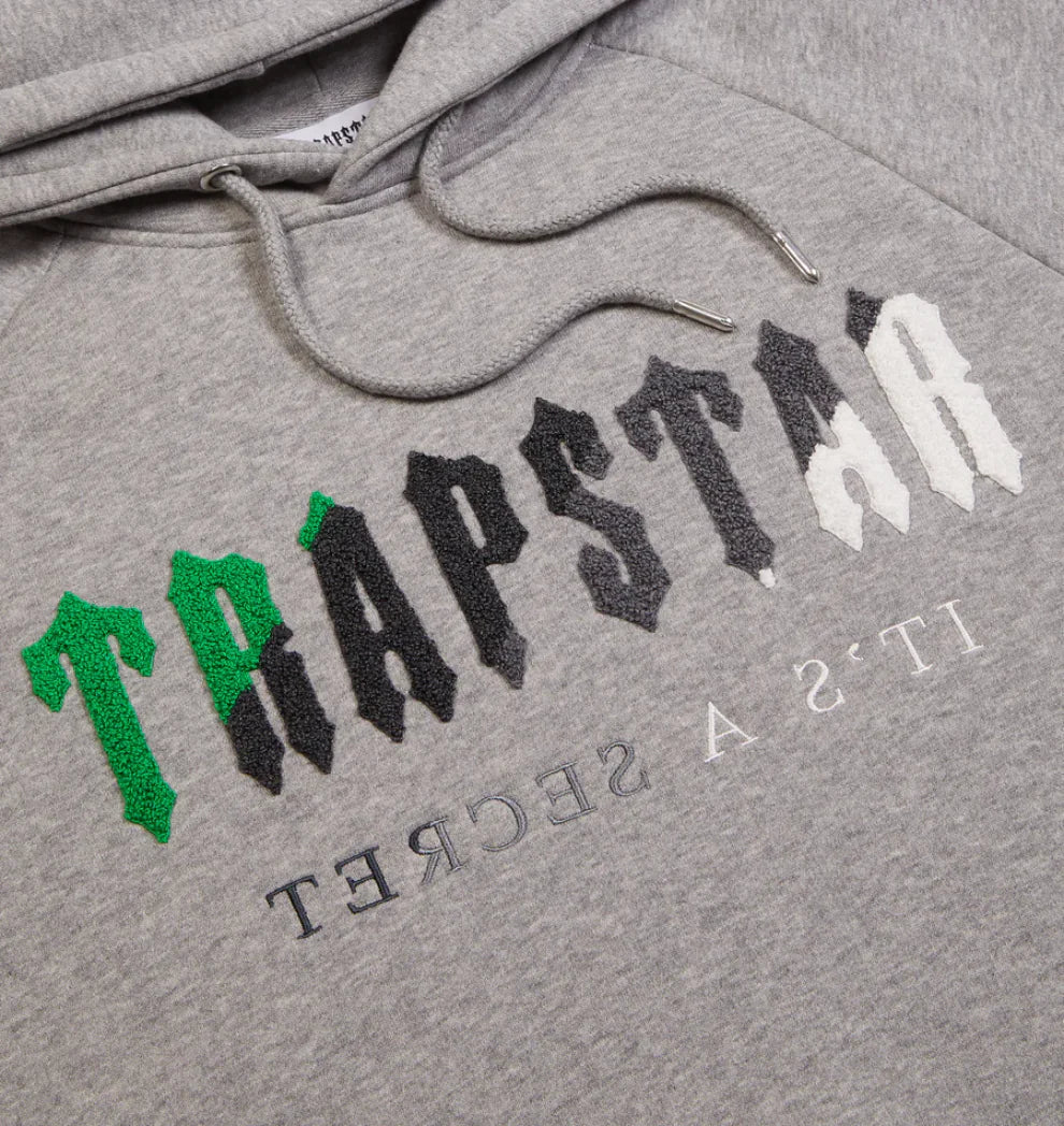 Survêtement à capuche Trapstar Chenille Decoded - Gris/Vert Abeille