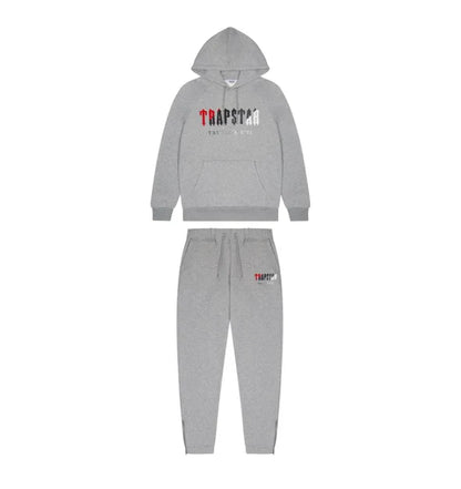 Survêtement à capuche Trapstar Chenille Decoded - Gris/Rouge