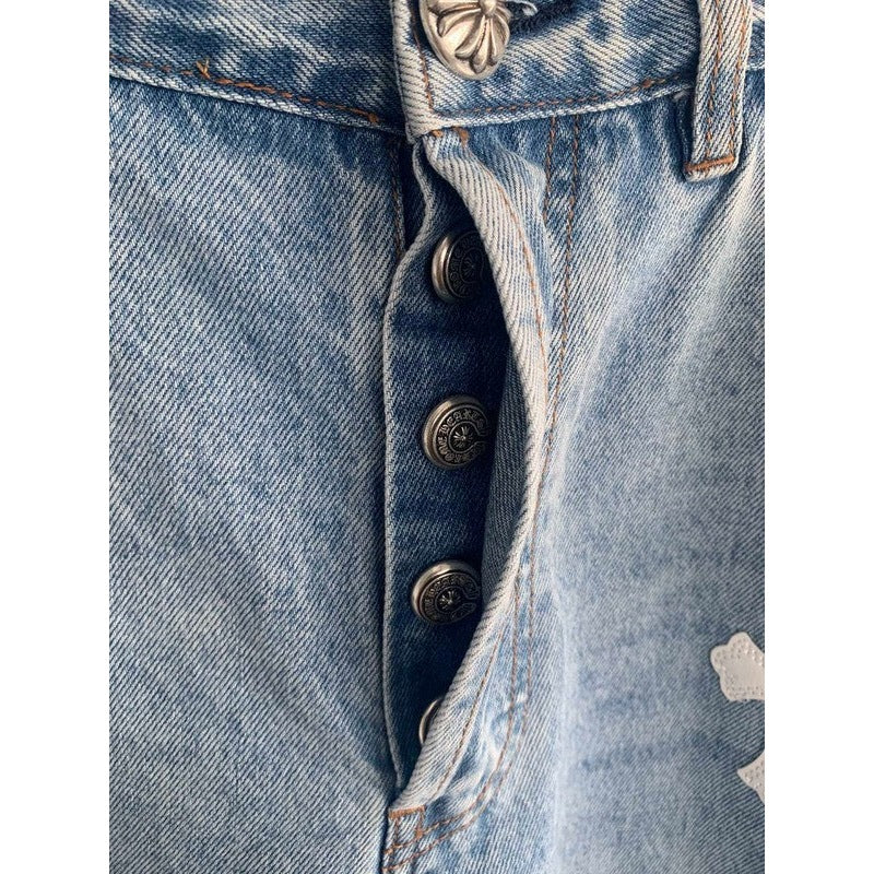 JEANS GRAILED À CŒURS CHROMÉS