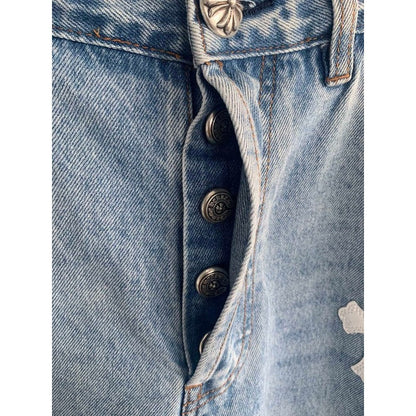JEANS GRAILED À CŒURS CHROMÉS