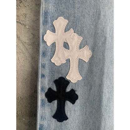 JEANS GRAILED À CŒURS CHROMÉS