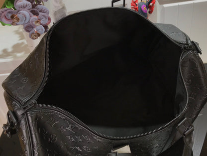 Sac de voyage Louis Vuitton Keepball 50 en cuir noir