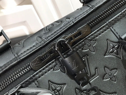 Sac de voyage Louis Vuitton Keepball 50 en cuir noir