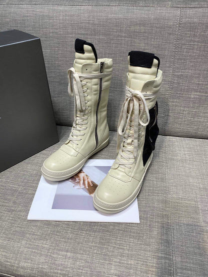 Bottes de combat montantes en cuir