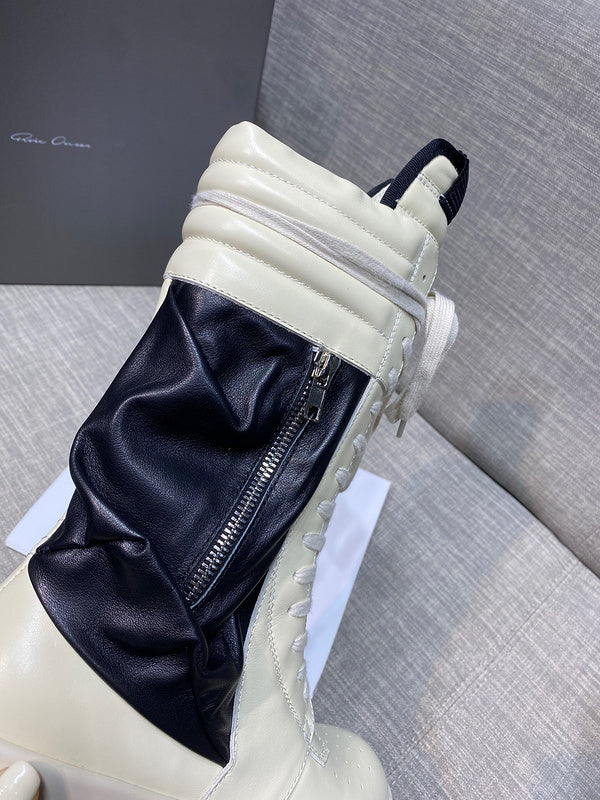 Bottes de combat montantes en cuir