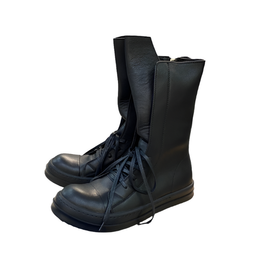 Bottes montantes en cuir à lacets