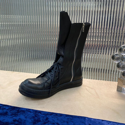 Bottes montantes en cuir à lacets