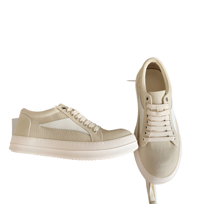 Baskets basses en toile beige Rick Owens