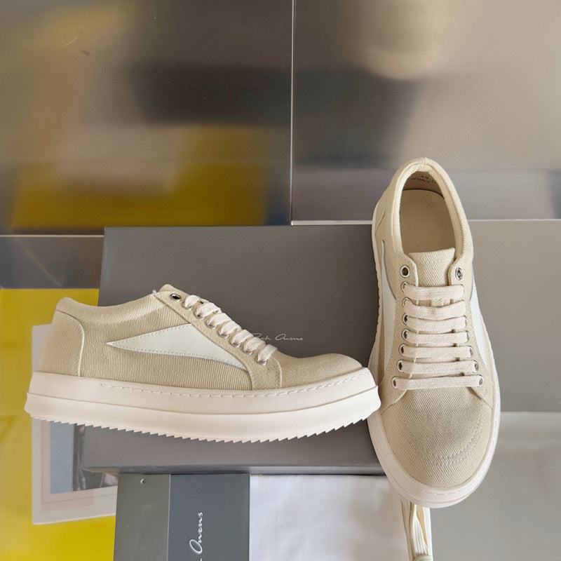 Baskets basses en toile beige Rick Owens