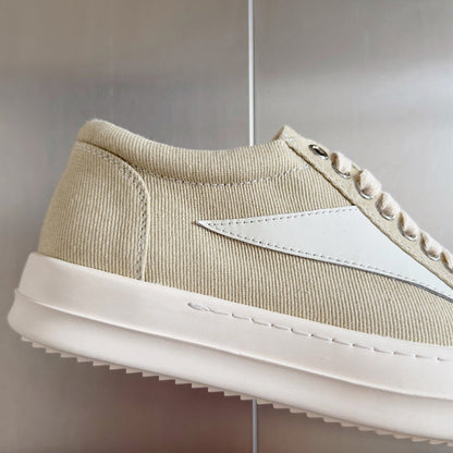 Baskets basses en toile beige Rick Owens