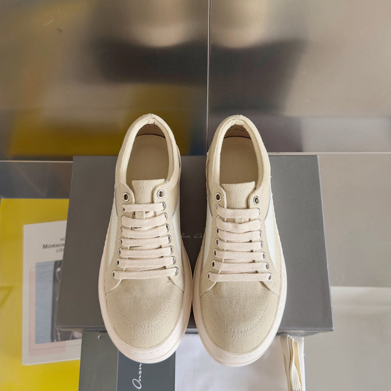 Baskets basses en toile beige Rick Owens