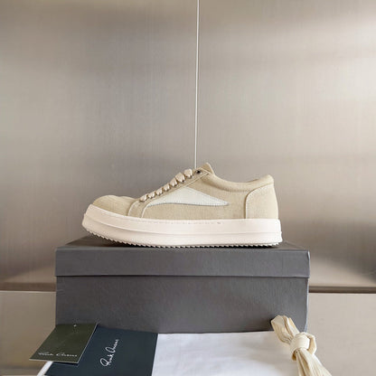 Baskets basses en toile beige Rick Owens