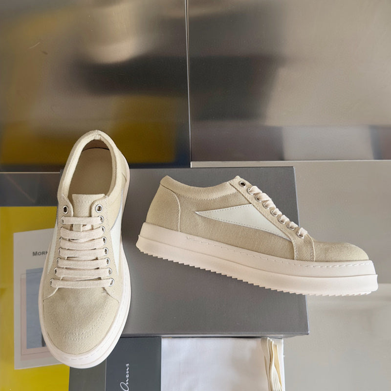 Baskets basses en toile beige Rick Owens