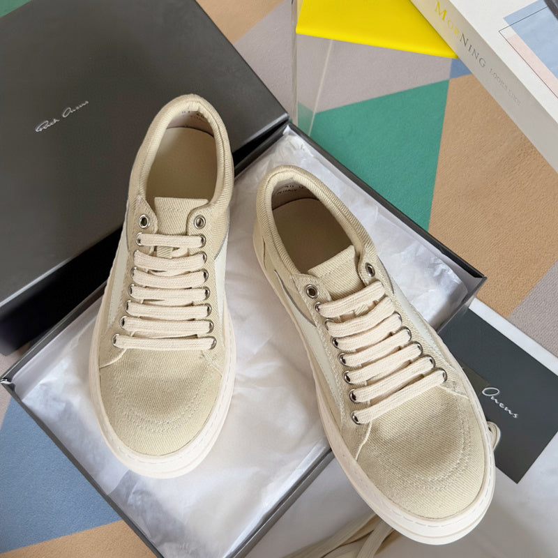 Baskets basses en toile beige Rick Owens