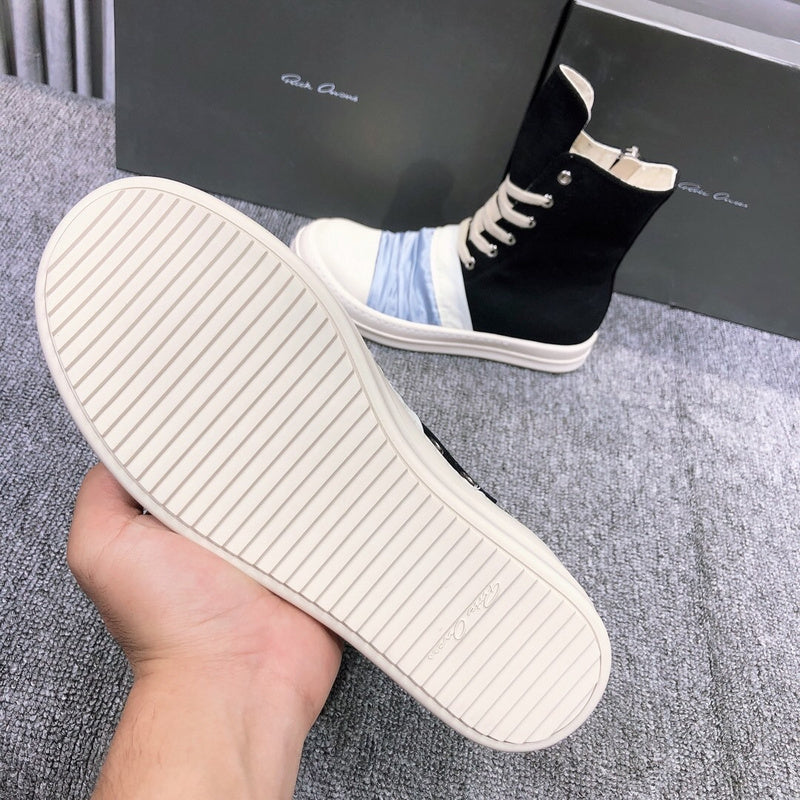 Bottes en toile noire Rick Owens avec tissu froncé