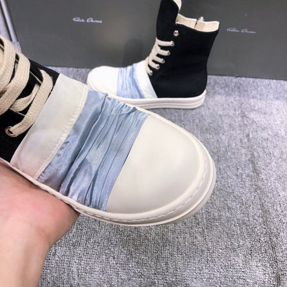 Bottes en toile noire Rick Owens avec tissu froncé