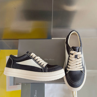 Baskets basses en toile noire Rick Owens