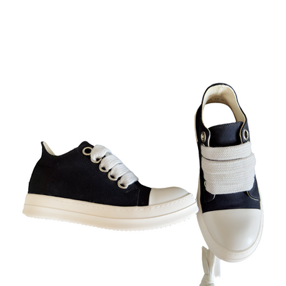 Baskets basses en toile noire Rick Owens