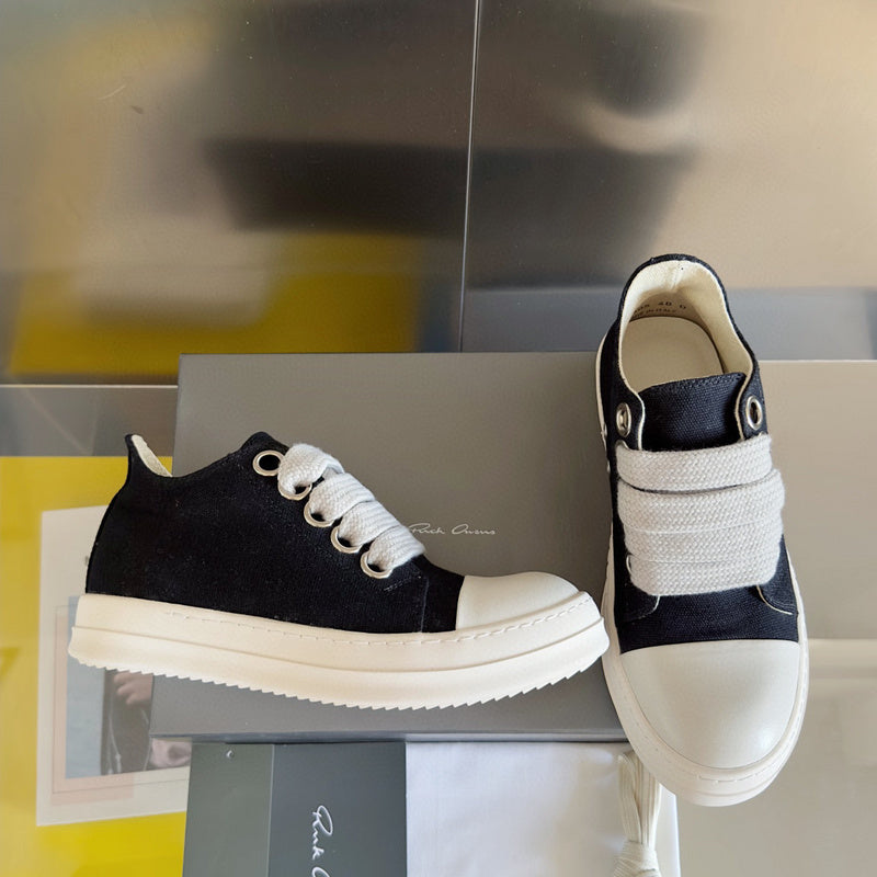 Baskets basses en toile noire Rick Owens