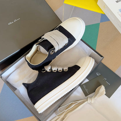 Baskets basses en toile noire Rick Owens